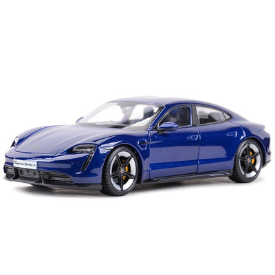 PORSCHE Bburago 1: 24 保時捷 Taycan Turbo S 藍色跑車靜態壓鑄車輛收藏模型汽車玩具