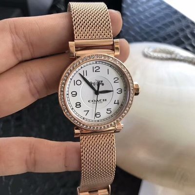 【熱賣精選】COACH 鉆錶盤不銹鋼鋼織錶帶女錶 石英腕錶 日常生活防水手錶