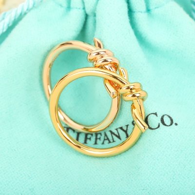 【二手正品】 Tiffany 蒂芙尼Knot戒指 玫瑰金色 黃金色