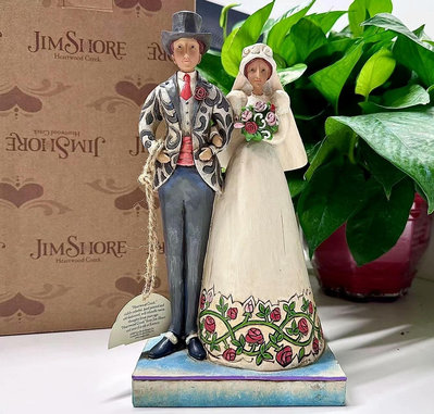 Jim Shore海淘樹脂原盒原包裝結婚新郎新娘JS中古擺件
