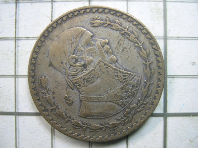 [銘古屋]-1957 墨西哥 UN PESO 銀幣-無補保真-05232