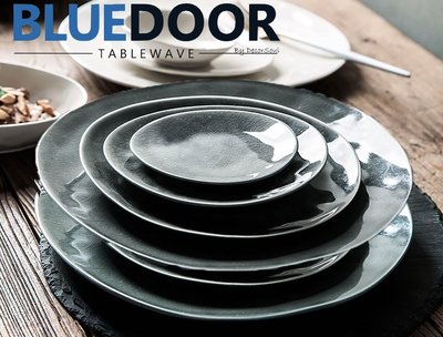 BlueD_ 冰裂釉色 水滴盤 6吋 西餐盤 水果盤 義大利麵 甜點盤 平盤 日式 小菜碟 漸層漸變 創意設計 鵝卵石