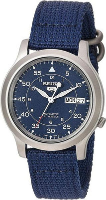 SEIKO【日本代購】男士手錶 網眼皮帶SNK807K2海軍藍