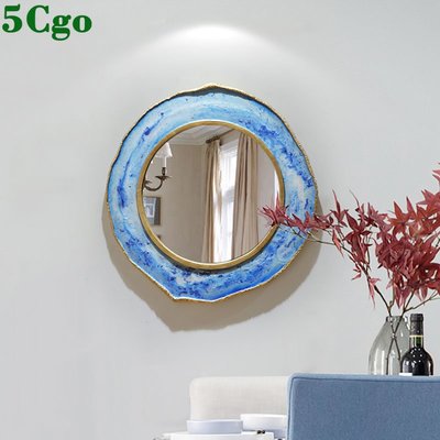 5Cgo【宅神】地中海創意玄關裝飾鏡歐式掛飾客廳背景牆面裝飾鏡樹脂裝飾鏡子壁挂t556484930411