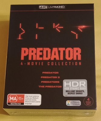 (現貨,全新未拆,正版澳版4K UHD藍光4碟版套裝)終極戰士1-4集四部曲Predator(台灣繁體中文字幕)
