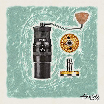 現貨 新款potu小富士手搖鬼齒磨豆機電動一體機手沖咖啡研磨機家用商