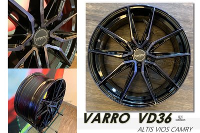 小傑--全新 美國 VARRO VD36 旋壓輕量化 18吋 鋁圈 鋁框 黑底藍面 CAMRY VIOS ALTIS