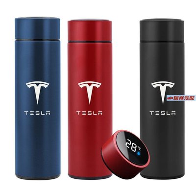 【飛鴻汽配】��諾米家居��適用於 Tesla Model3 2017 2019 2021 500ml 智能保溫杯溫度顯示不銹鋼真空水瓶