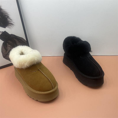 保暖防滑厚底雪地靴2023新款女冬羊皮毛一體短靴加絨加厚雪地棉鞋