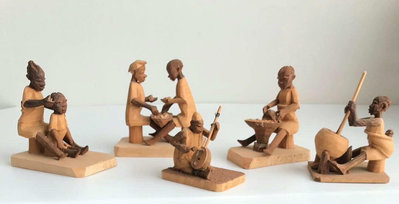 木雕 非洲人 小人國 置物擺件 日本回流 一套出 小而精致7177