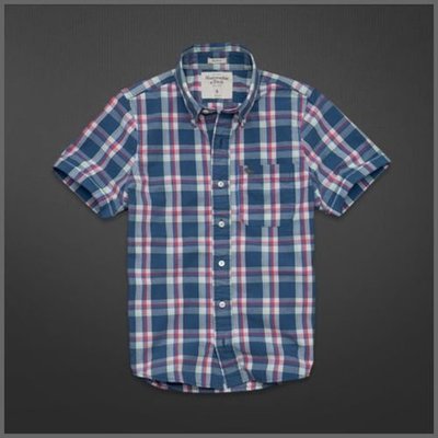 美國AMPM【現貨S135】AF, A&F Calamity Pond Shirt 男版藍紅色格紋薄款襯衫 L號