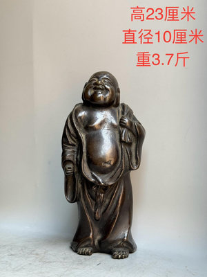【二手】日本回流 老銅彌勒佛 擺件 回流 銅器 擺件 【聚寶軒】-712