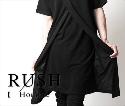 RUSH Hombre (韓國空運 現貨) 設計師款燕尾前片雙開超長版短袖上衣 (男女皆可) (原價1280)