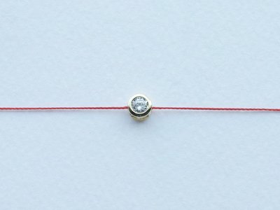 [Le Bonheur Line] 幸福線/ 4mm 單鑽 金包鑲 紅線 手鏈 經典款 redline 手繩（龍蝦扣）