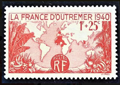 [QBo小賣場] 法國 1940 世界地圖-麥卡托投影 1全 無膠 #280