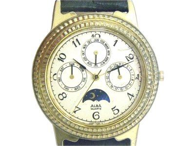 [專業模型] 三眼錶 [ALBA 2N9865] 雅柏 -三眼+日月象錶[米色面+3眼+日月象]時尚/中性錶