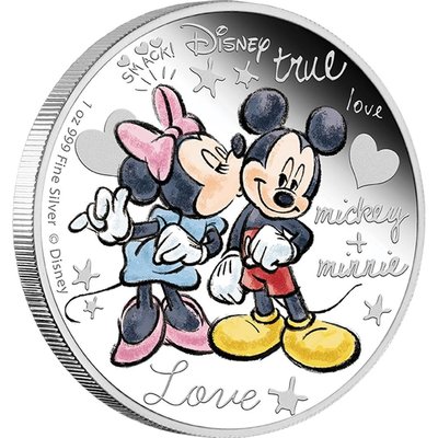 澳洲 紀念幣 2015 迪士尼-熱戀-紀念銀幣 原廠原盒