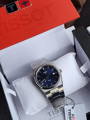 TISSOT PRX 藍色面錶盤盤 銀色不鏽鋼錶帶 石英 男士手錶 T1374101104100 天梭腕錶