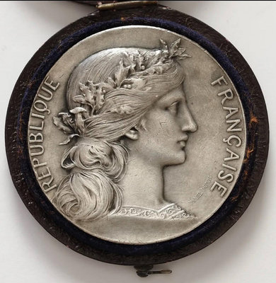 蒂克錢幣-法國1894瑪麗安銀獎 帶原盒 獎牌由DUPUIS錢幣 收藏幣 紀念幣-1636