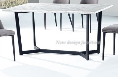 【N D Furniture】台南在地家具-工業風黑砂鐵腳爵士白色人造石面5尺餐桌YQ