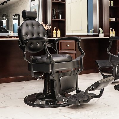 美髮椅#BarBer男士復古油頭美髮椅理髮店專用髮廊剪髮升降可放倒刮鬍椅子 E6u2