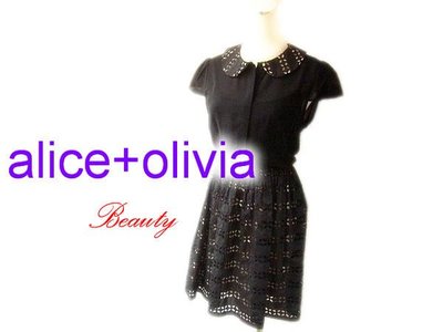 *Beauty*alice+olivia黑色蕾絲裙擺短袖洋裝 WE 小包袖 原價25900 濱崎步 關穎
