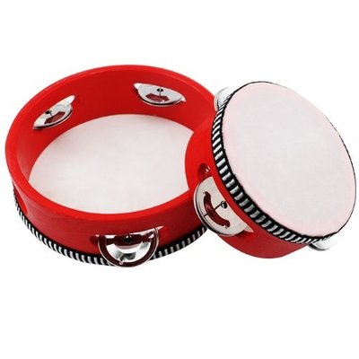 【愛樂城堡】奧福樂器=木製8吋鈴鼓 手鼓 節奏樂器 紅色/原木色
