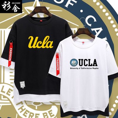 【思思小鋪】美國名校UCLA加利福尼亞大學洛杉磯加州理工短袖T恤衫男女5五分袖