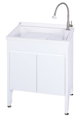 [進口極緻衛浴] 高級實心人造石洗衣槽組/一體立柱腳/活動洗衣板#U570-70 cm
