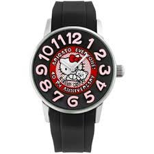 小花花日本精品 Hello Kitty 黑色精品手錶 黑色矽膠錶帶粉色數字99906900