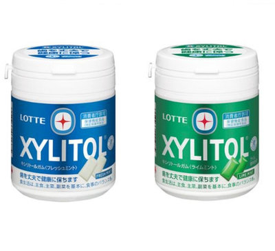 日本 樂天木糖醇口香糖 LOTTE XYLITOL 家庭號143克 清新薄荷(藍)/ 萊姆薄荷(綠) 二種口味
