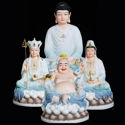 【熱賣精選】四聖佛觀世音佛像釋迦佛地藏王彌勒佛娑婆三聖佛堂供奉桌靣像擺件