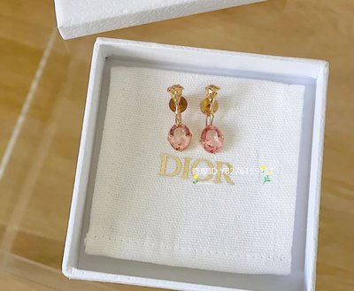 DIOR 迪奧 DREAM 耳環 金色飾面金屬和粉色仿水晶裝飾 耳釘 現貨 超贊 E1659DDMCY_D304