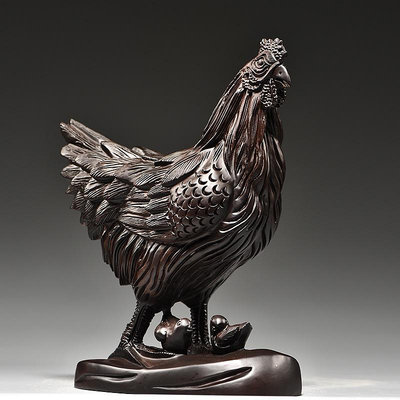大雷雜貨鋪-黑檀木雕雞擺件實木雕刻母雞十二生肖雞擺設家居裝飾品紅木工藝品MJM