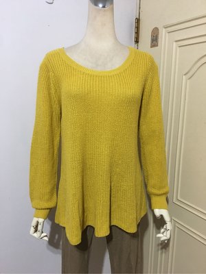 義大利CUMAR專櫃品牌芥黃色棉質針織衫(適M)*250元直購價*