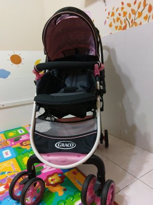 [二手] GRACO 購物型雙向嬰幼兒手推車 (城市商旅 CITIACE) 粉色 - 附專用遮雨罩