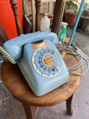 阿公的舊情人 水藍色 轉盤老電話 特殊插座 鹿港通信電機部 600型