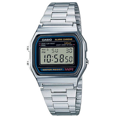 【CASIO 專賣】電子錶 A-158WA-1 復古 銀色 簡單時尚 鬧鈴 碼錶  可調式不銹鋼錶帶