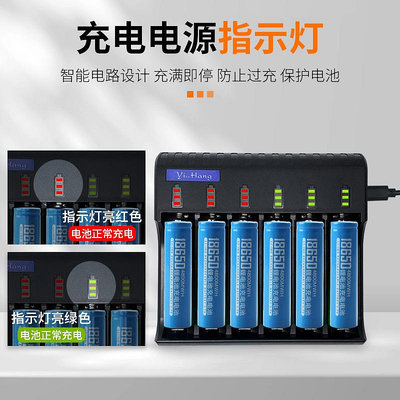 電池充電器18650鋰電池3.7v-4.2v手電筒頭燈喇叭收音機多槽充電器通用快充款