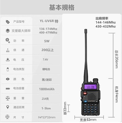 YL-UV6R特價商品5w雙頻無線電對講機??(台商駐廠監製/主機保固1年)保證比UV-5R UV5R收訊好 品質優良
