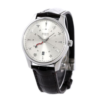 GUCCI YA126332 古馳 手錶 40mm 銀色面盤 小蛇指針 深咖啡色皮錶帶 女錶 男錶