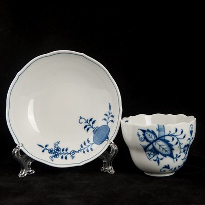 *JAZZ 棧 *德國麥森Meissen 新手繪藍洋蔥系列咖啡杯盤組一級典藏品