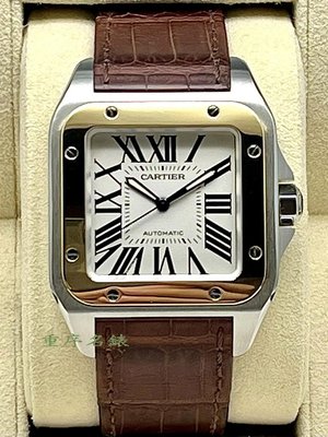 重序名錶 CARTIER 卡地亞 Santos 100 XL 山度士 100周年 半金款 18K玫瑰金錶圈 自動上鍊腕錶