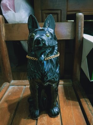 台灣早期鶯歌陶瓷/ 黑色狼犬存錢筒