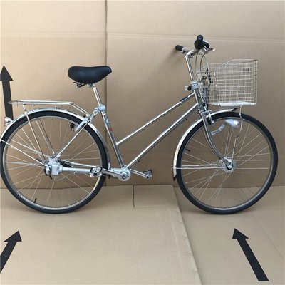 日本軸傳動自行車復古不銹鋼內三速無鏈條變速老年通勤26英寸-雙喜生活館
