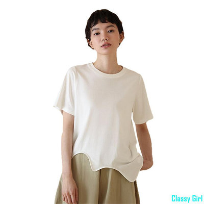 Classy Girl2023夏季新款時尚下擺設計寬鬆短袖T恤 CA061302