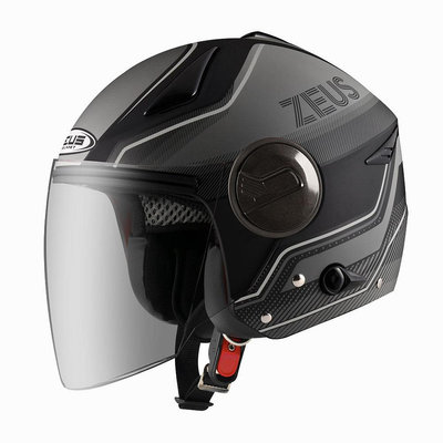 『元成安全帽』ZEUS安全帽 ZS-612A (AD17) 消光黑灰 ＊小帽款/ 雙層鏡片/ 可拆內襯/ 四分之三
