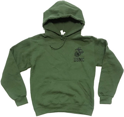 美國海軍陸戰隊 USMC 紀念帽T 連帽套頭衫 綠色 SIZE：S