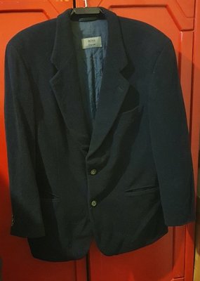 HUGO BOSS .西裝外套  冬  肩寬 53 公分 藍色  可當短大衣 Cashmere 喀什米爾20%