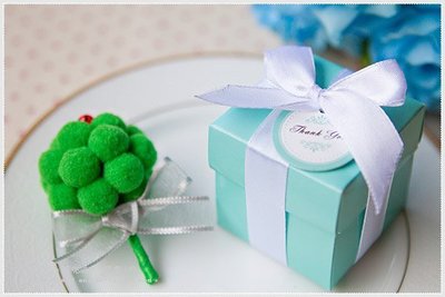 幸福朵朵＊Tiffany盒裝傳遞幸福(祝福快娶)花椰菜鑰匙圈-伴郎禮/抽花椰菜獎品/二次進場/禮品/贈品/手工婚禮小物